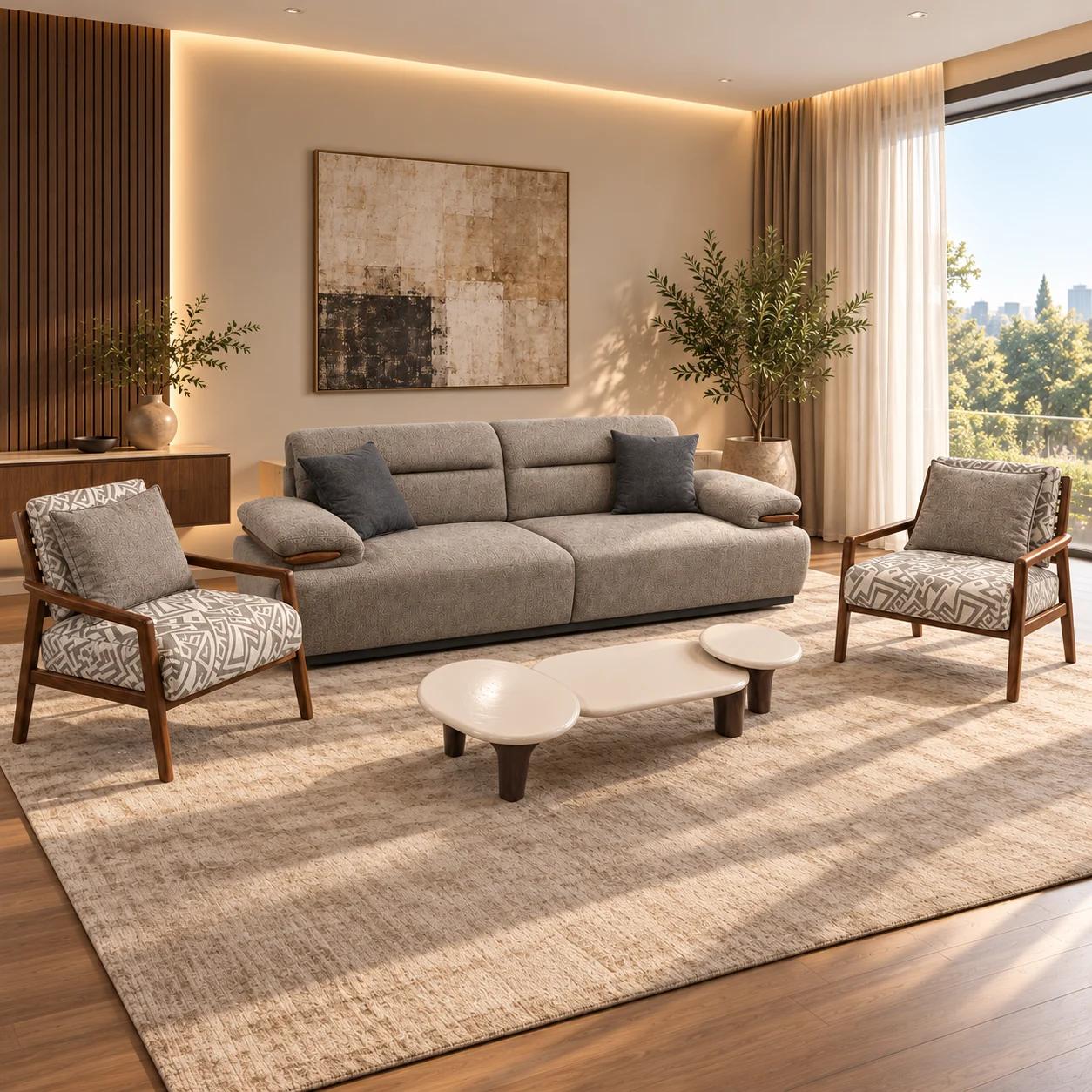 طقم جلوس سكاي - كنبة وكرسيين